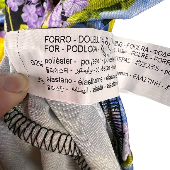 ZARA Floral Off The Shoulder Bodysuit Yellow & Blue Medium - Picture 3 of 5